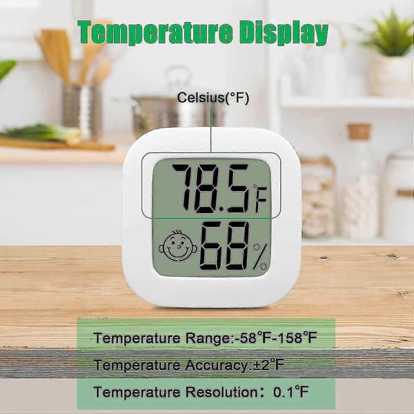 5 stk. bærbar mini LCD-termometer indendørs hygrometer temperatur- og fugtighedsmåler JU