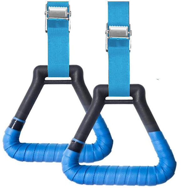 2 st Gymringar Gymnastikringar, Triangulära Pull-up Ringband Blue