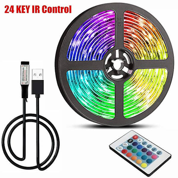 10m 5m Led Strip Lys Rgb Infrarød Bluetooth Kontrol Luces Lysende Dekoration Til Stue 5050 Båndbelysning Fita Lampe 24 Key Infrared 2m