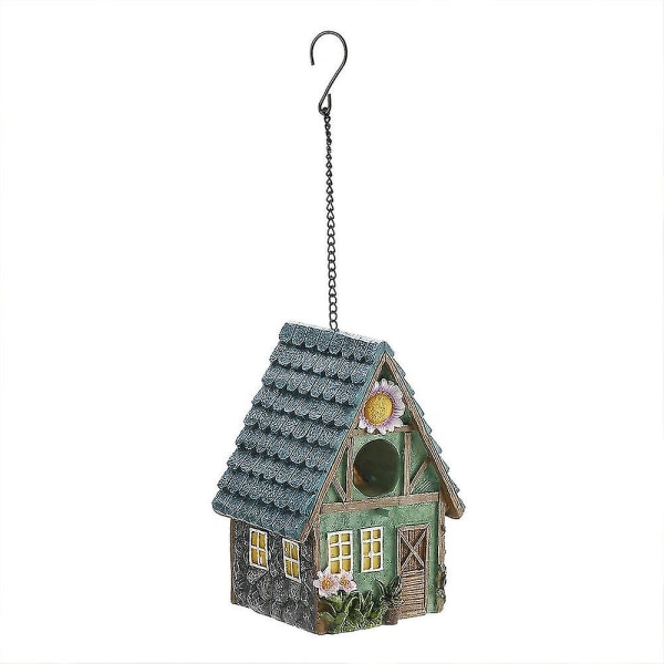 Resin Bird House Hekkekasse Hage Ornament Utendørs hytte Tre hengende hytte reir