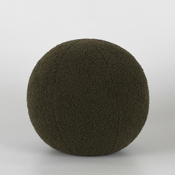 Plush Round Wool Cushion Nordic Ball Shaped Solid Color Stuffed Soft Pillow For Sofa Office Waist Rest Throw Pillow Green 20cm