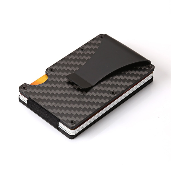 Mies Slim Carbon Fiber Kreditkortshållare RFID Blocking Metal Wa Black