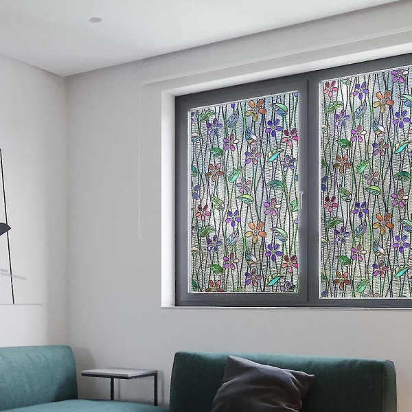Kukka-ikkunakalvo Privacy lasimaalaustarra Itseliimautuva varjostuskotitarra 45*58cm
