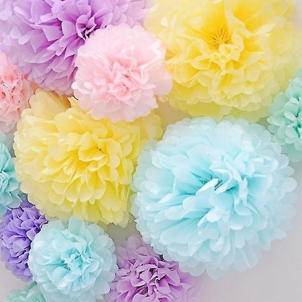 Gör-det-själv färgglada honeycomb blomma papper Pompom Fluffigt silkespapper Pom Poms