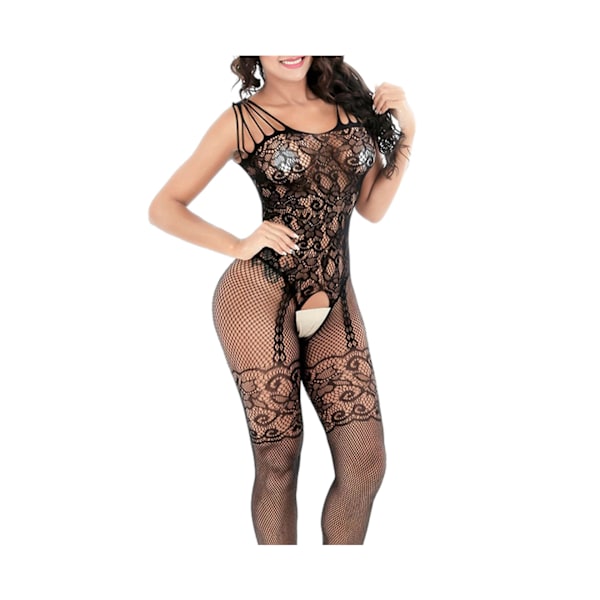 Skridtløs Full Bodystocking Lingeri Undertøj Nattøj-Sort One Size