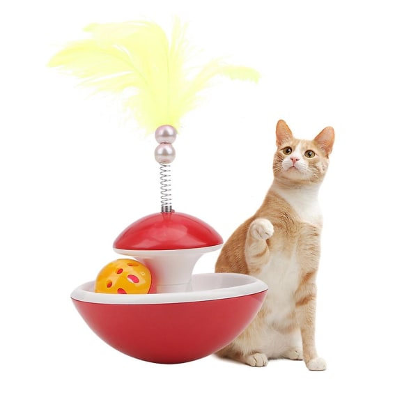 Katter Kattunge Tumbler Rolling Feather Bell Ball Leksak Interactive Pet Supplies City Yellow