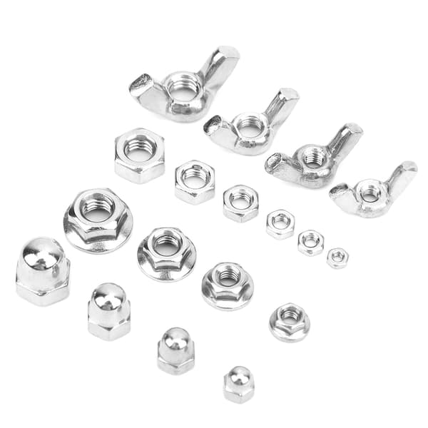 180 st Rostfria Muttrar Kit Vingmutter Flänsmutter Hattmutter Sexkantmutter M2 M2.5 M3 M4 M5 M6