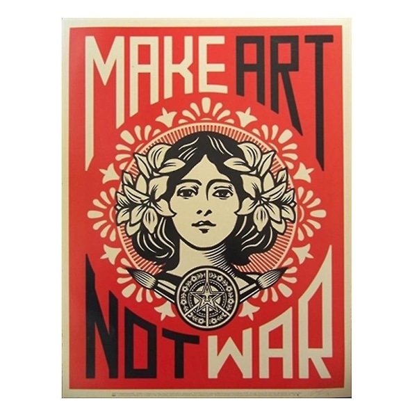 Make Art Not War Art Poster Print Library Images 18x24in Red
