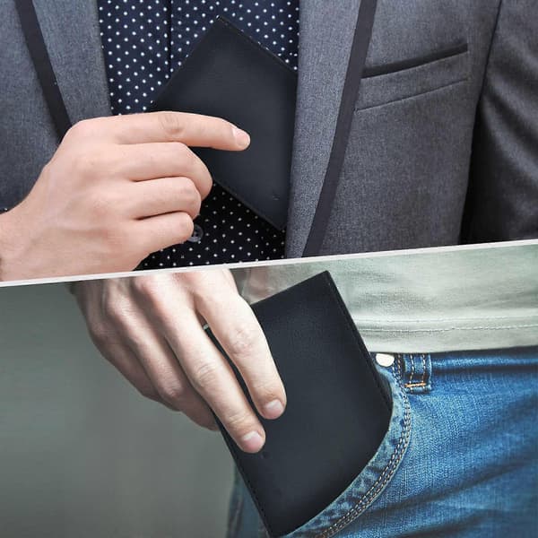 Slank pung til mænd, ID-vindue med RFID-blokerende frontlomme, minimalistisk, foldbar visitkortholder, gave til mænd Black