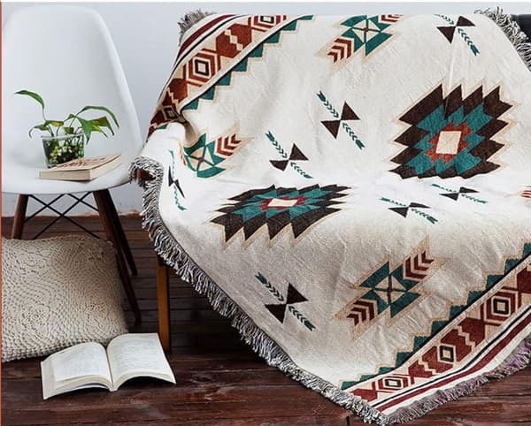 Aztec Navajo tæppe tæppe boheme tribal geometrisk mønster