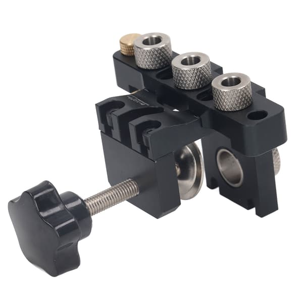 Doweling Jig Drill Kit i aluminiumslegering, justerbar dybdeboringsguide