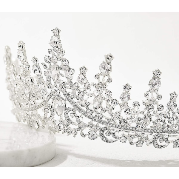 Crystal Wedding Tiara til kvinder, Royal Queen Crown pandebånd, Rhinestone Princess Hårtilbehør