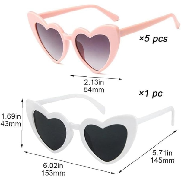 【Barbie Shop】5PCS hjerteformede solbriller til fest, bryllup, brudepikegave Red  5PCS