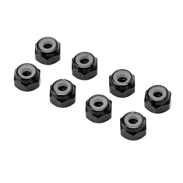 8 st Aluminiumlegering Lås Mutter Nylon Foder M2 Hex Lås Mutter för Axial Scx24 1/24 RC Modeller Svart