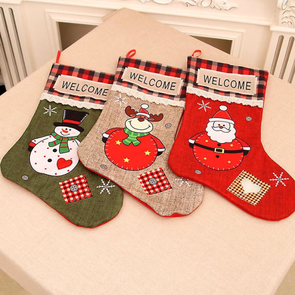 3 Large Christmas Stockings Christmas Decoration Supplies Christmas Gifts Christmas Gift Bags