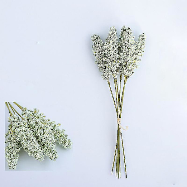 12 st Vete öra konstgjorda blommor mini bär brudbukett blommor för heminredning bröllop Green