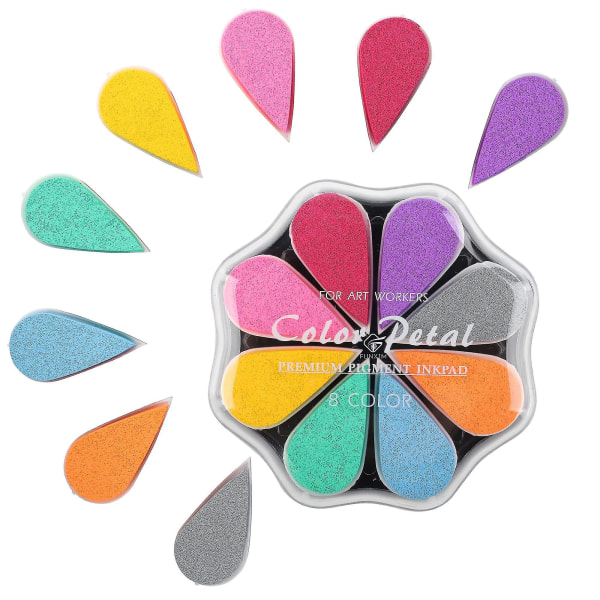 Stamp Pad Set Of 8 Petals Ink Pad Fingerprints Set For Paper Crafts Fabric Painting Crafts C