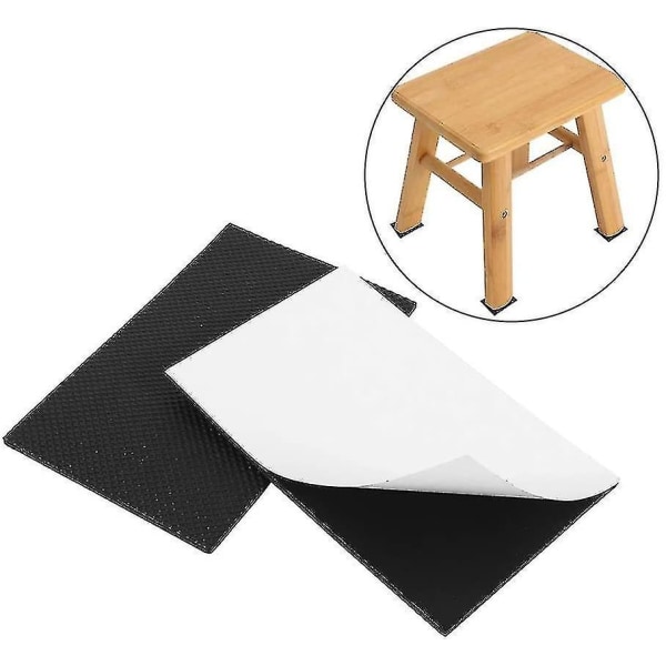 Sklisikker selvklebende gummifotputer Sort Funiture Stolputer Protector Gulvbeskyttere Square 2pcs