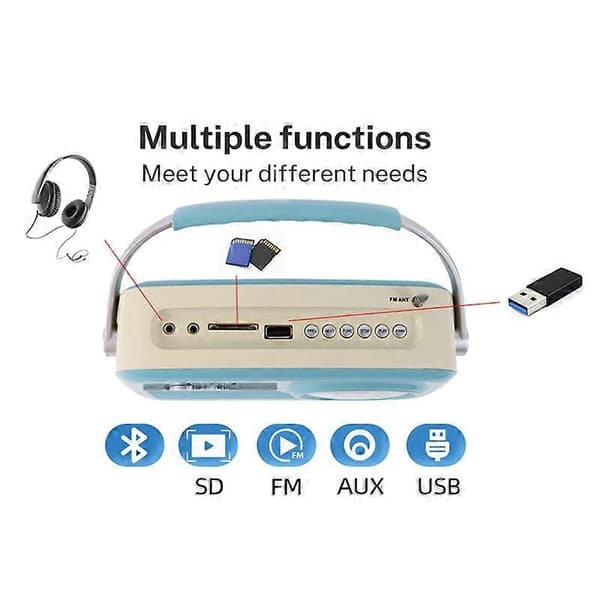 【BQ】HFES Retro Bluetooth Radio FM USB SD AUX Multifunksjonell for Hjemmekontor