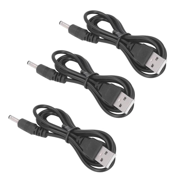 3 stk. USB-strømkabel 3,5x1,35 mm Jack Opladerkabel Ledning DC 5V til Ventilator Telefon Højttaler