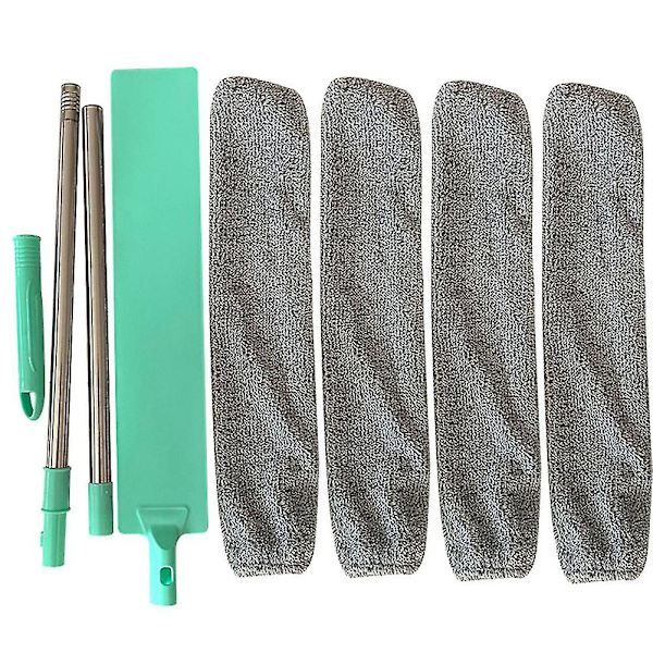 Sängbordsdammborste Långt handtagsmopp Återanvändbar mikrofiberdammsamlare sopborste med 4 st trasa With 4 PCS Cloth