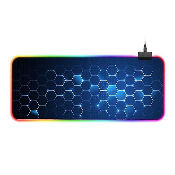 Gummi Gaming Vandtæt Rgb lysende musemåtte med 14 slags lyseffekter, størrelse: 800 X 300 X 4 mm (bikage)