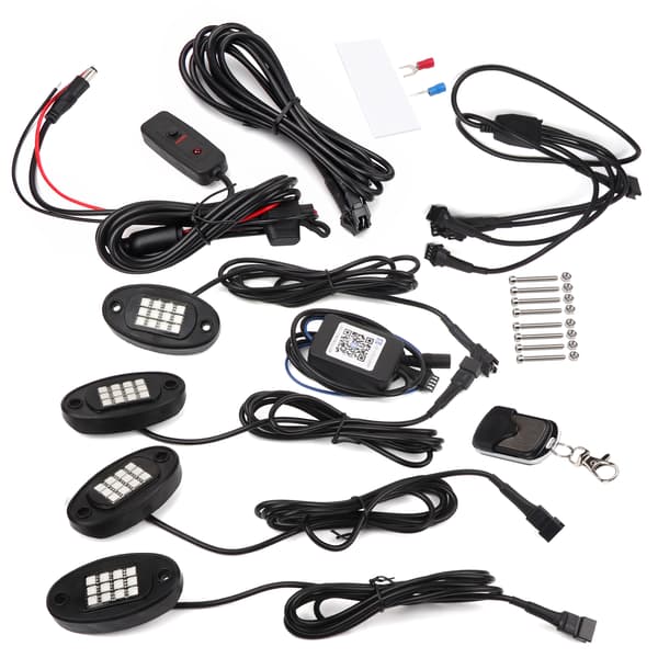 LED Rock Lights - 4 Pods för lastbil, UTV, ATV - Dimmer Switch ingår