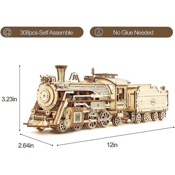 3d Wooden Puzzle For Adults - Mechanical Train Model Kit - Brain Teaser Puzzle - Vehicle Assembly Kit