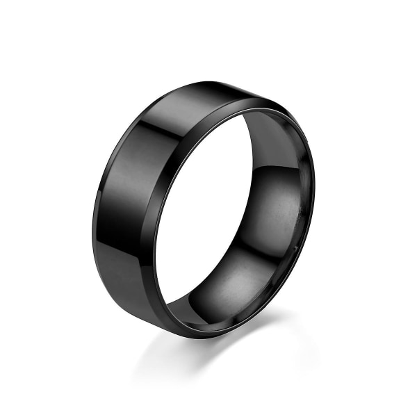 Fashion 8mm Titanium Steel Ring 12 svart 12 black