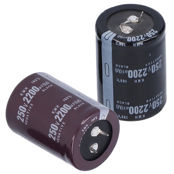 2 kpl 250V 2200μF Alumiinielektrolyyttikondensaattoreita, sylinterimäinen, 105°C, 35 x 50mm