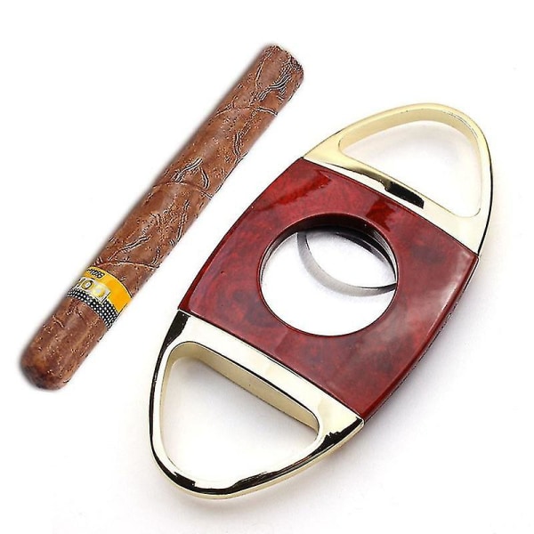 Cigarrskärare i rostfritt stål dubbelbladig cigarrgiljotinficka Cigarrklippare för män Red