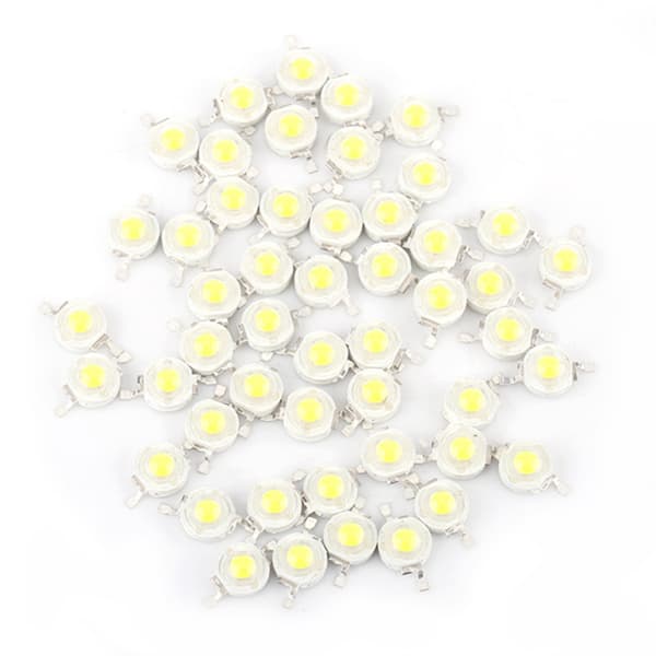 50 st 1W SMD LED-lampa Chip Hög Effekt Kall Vit för Hem Floodlight Spotlight