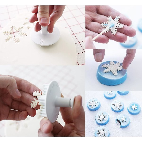 3 st Snowflake Cookie Cutters Dekorera Fondant Präglingsverktyg S