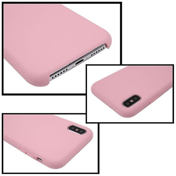 För Iphone X Pure Color Liquid Silicone + PC Dropproof Protective Back Cover Case(rosa)