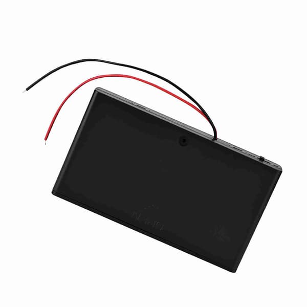 Bærbar opbevaringsboks til AA-batteriholder med låg og strømafbryder