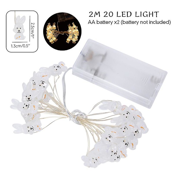 2 meter påskslingor för heminredning 20 led glödande påskhareägg Morot Fairy Light Ornament dekorationer Set5
