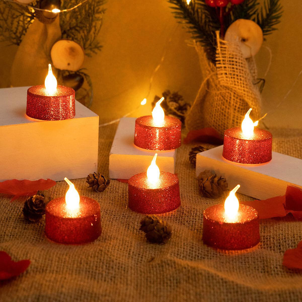 6pcs Red LED Candles for Christmas Holiday Wedding Birthday Party Spray Candle Set Secret Room