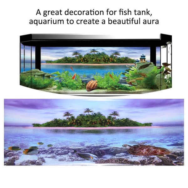 Kokospalme Strand 3D Selvklebende Akvarium Dekorasjon