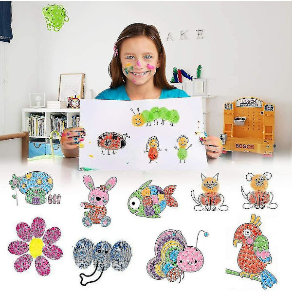 24 Färger Stämpeldyna Set, Fingeravtryck Stämpeldyna Giftfri Tvättbar Stämpeldyna