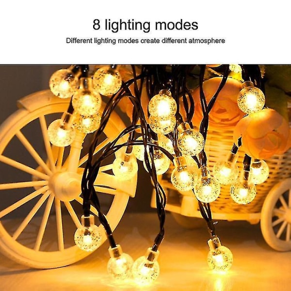 7,5 m 50 LED'er Udendørs Solar Bubble Ball String S (varm)