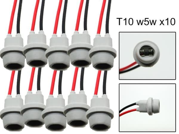 [BQ]T10 w5w led / halogen kontakter / sockel 10-pack mjuk