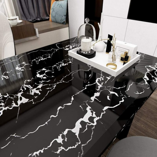 YIDOMDE Huonekalujen liimapaperi, mustavalkoinen marmorivinyyli 40CM2M