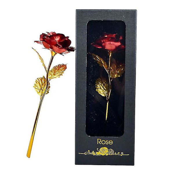 Evig guldpläterad ros presentförpackning black red