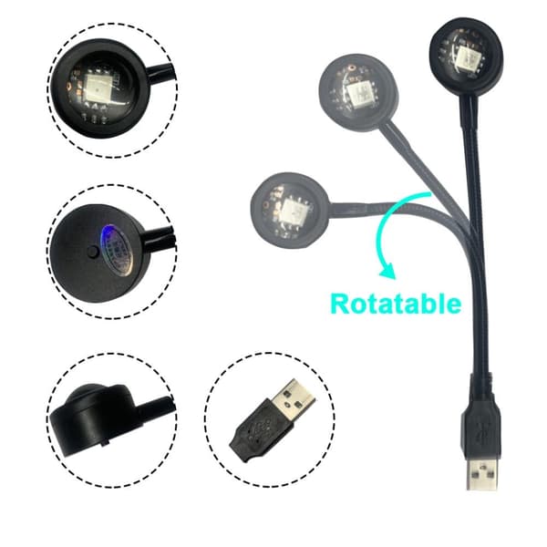 USB Lampe bil soveværelse loft Projektor Solnedgang - 7 farver multifärg multicolor