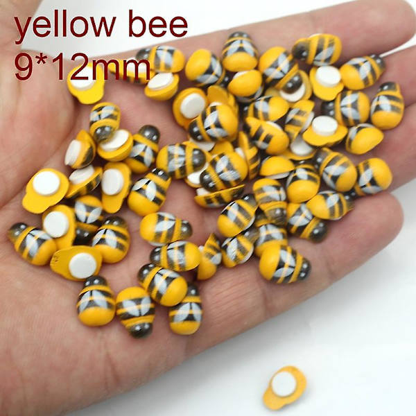 100 kpl Mini Wood Bee Leppäkerttu Värikäs Liimalla Koti Jääkaappi Seinäkoristeet Tee itsetehdyt lasten lahjajuhlatarvikkeet yellow bee