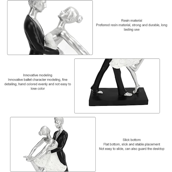 Par Ballet Dance Skulptur Par Dance Abstrakt Statue Enkel Stil Harpiks Moderne Dekorativ Til Stue Kontor (ballet Dance For To Personer) Hugging Double Ballet Dance
