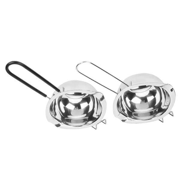 2 STK 400 ml smeltedigel i rustfrit stål til smør, chokolade, ost, køkkenredskab, sølv sort