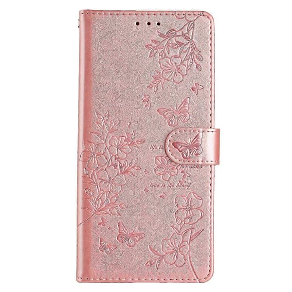 Blomstret lærfutteral til Xiaomi Redmi Note 13 5G lommebokfutteral Multicolor Rose Gold
