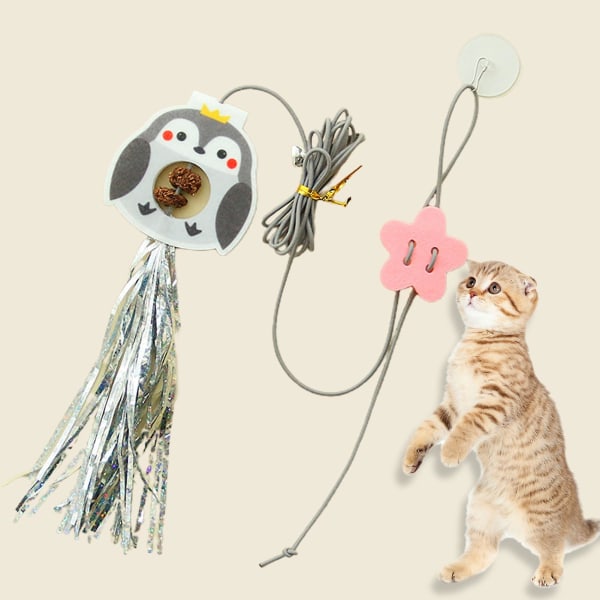 Kattleksakssugkopp med hög elasticitet Rephängande Catnip Interactive Kitten Hängande Automatisk rolig leksak för inomhusstad Green