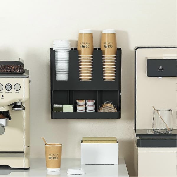 6-roms, 2-lags koppoppbevaring, benkeplate, moderne, minimalistisk og estetisk hjemmekaffebar White
